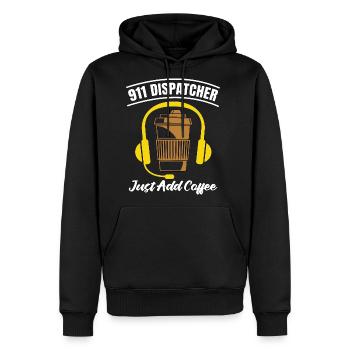 911 Dispatcher Just Add Coffee Police Dispatcher - Men's Premium Hoodie - black - Front - Nico (187cm) & Julia (174cm)