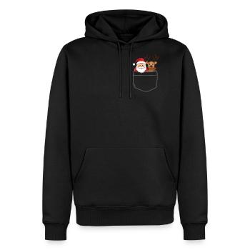 Reindeer Pocket Funny XMas Santa Claus - Men's Premium Hoodie - black - Front - Nico (187cm) & Julia (174cm)