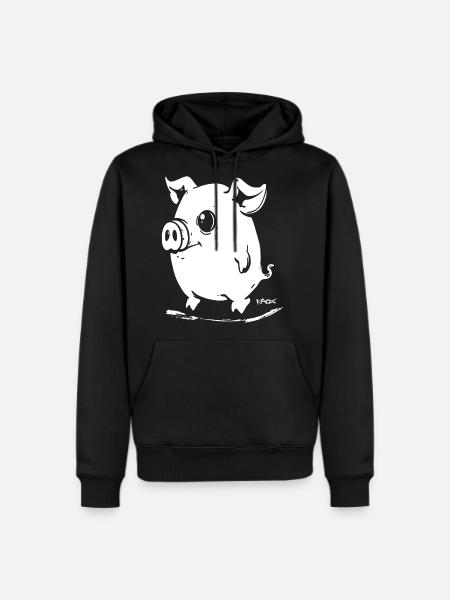 Cute Cartoon Pig - Men's Premium Hoodie - black