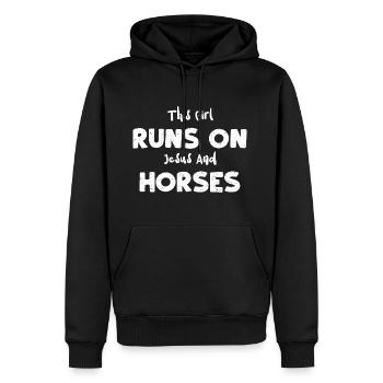 This Girl Runs On Jesus And Horses - Men's Premium Hoodie - black - Front - Nico (187cm) & Julia (174cm)