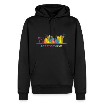 San Franciscans Skyline San Francisco - Men's Premium Hoodie - black - Front - Nico (187cm) & Julia (174cm)