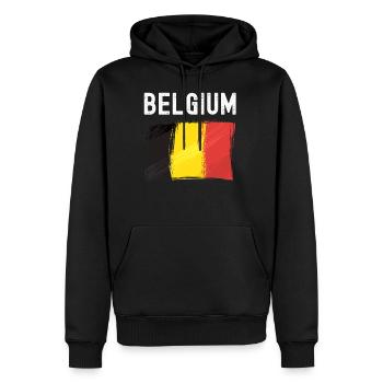 Belgium Flag Soccer Fan WC Belgium - Men's Premium Hoodie - black - Front - Nico (187cm) & Julia (174cm)
