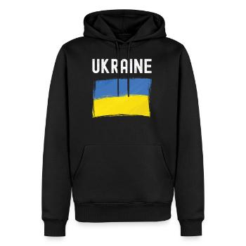 Ukraine Flag Soccer Fan WC Ukraine - Men's Premium Hoodie - black - Front - Nico (187cm) & Julia (174cm)