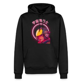 Futuristic Cyberpunk Girl - Men's Premium Hoodie - black - Front - Nico (187cm) & Julia (174cm)