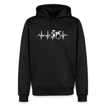 Drum Set Heartbeat ECG - Men's Premium Hoodie - black - Front - Nico (187cm) & Julia (174cm)