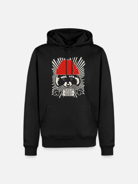 Raccoon DEVO Hat Poster – Bold Political Art Print - Men's Premium Hoodie - black
