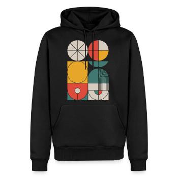 Bauhaus Géométrique Abstraction Harmonie - Molleton à capuche Premium pour homme - noir - Devant - Nico (187cm) & Julia (174cm)