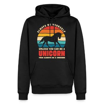Unicorn Motto Be Yourself Always - Men's Premium Hoodie - black - Front - Nico (187cm) & Julia (174cm)