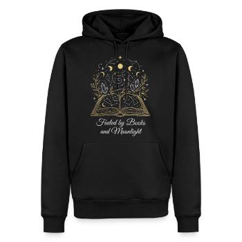Fueled by Books and Moonlight,Witchy Dark Academia - Men's Premium Hoodie - black - Front - Nico (187cm) & Julia (174cm)