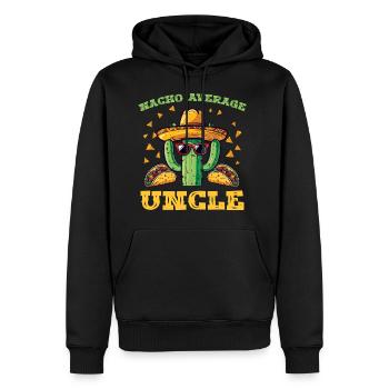 Macho Average Uncle Cactus Tee - Men's Premium Hoodie - black - Front - Nico (187cm) & Julia (174cm)