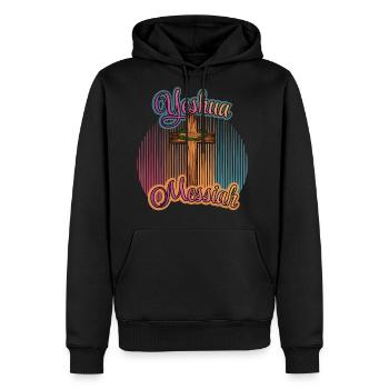 Yeshua Messiah Cross Glow - Men's Premium Hoodie - black - Front - Nico (187cm) & Julia (174cm)