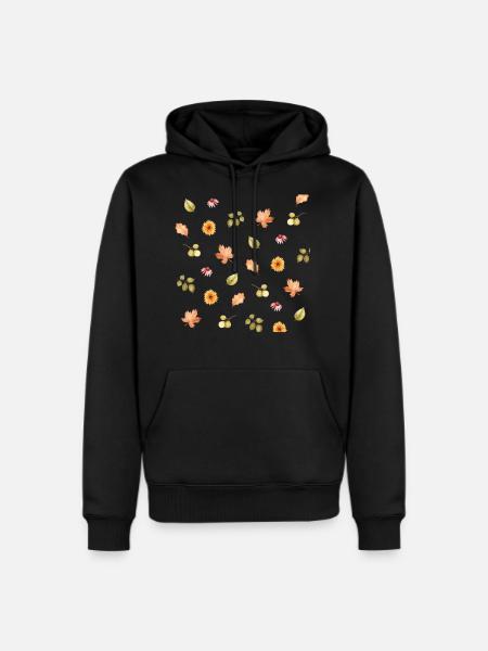 Autumn Meadow Floral Scatter - Men's Premium Hoodie - black