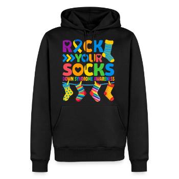 Down Syndrome Rock Your Socks - Men's Premium Hoodie - black - Front - Nico (187cm) & Julia (174cm)