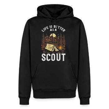 Life Is Better As A Scout Scouting Camp Tent - Men's Premium Hoodie - black - Front - Nico (187cm) & Julia (174cm)
