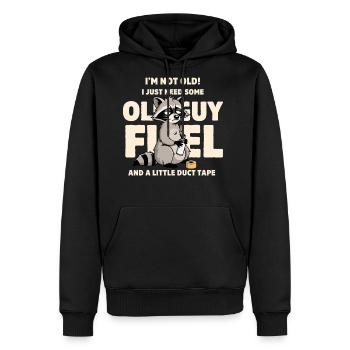 Old Guy Fuel Raccoon Tee - Men's Premium Hoodie - black - Front - Nico (187cm) & Julia (174cm)