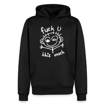 Funny Stick Figure "F**k U This Much" Shirt - Men's Premium Hoodie - black - Front - Nico (187cm) & Julia (174cm)