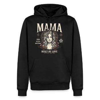 T-shirt Mama, Built By Love, Fête des Mères - Molleton à capuche Premium pour homme - noir - Devant - Nico (187cm) & Julia (174cm)