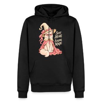 Soft Heart Strong Magic Cat - Men's Premium Hoodie - black - Front - Nico (187cm) & Julia (174cm)