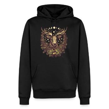 CERNUNNOS STAG - Men's Premium Hoodie - black - Front - Nico (187cm) & Julia (174cm)