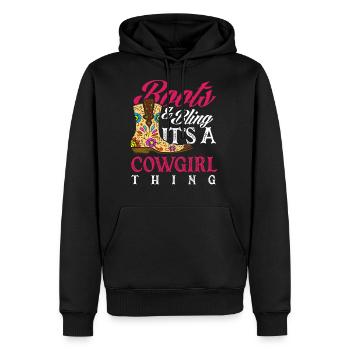 Boots Western Girl Riding - Men's Premium Hoodie - black - Front - Nico (187cm) & Julia (174cm)