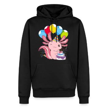Birthday Party Cake Pet Animal Amphibian Axolotl - Men's Premium Hoodie - black - Front - Nico (187cm) & Julia (174cm)