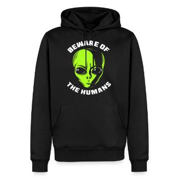 Alien Face - Men's Premium Hoodie - black - Front - Nico (187cm) & Julia (174cm)