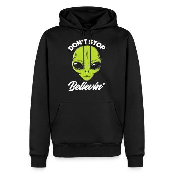 Don't Stop Believing Alien Face - Men's Premium Hoodie - black - Front - Nico (187cm) & Julia (174cm)