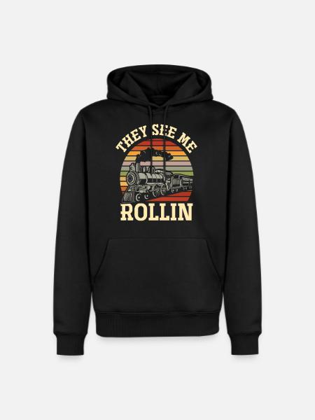 Funny Train Driver Train Trains - Men's Premium Hoodie - black