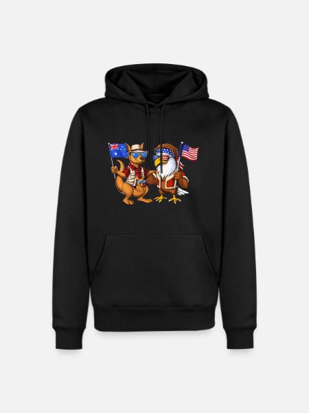 Australian Kangaroo American Bald Eagle - Men's Premium Hoodie - black
