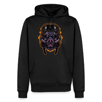 Angry Hog Helmet - Men's Premium Hoodie - black - Front - Nico (187cm) & Julia (174cm)