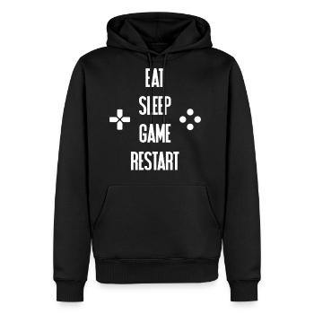 Eat Sleep Game Restart - Men's Premium Hoodie - black - Front - Nico (187cm) & Julia (174cm)