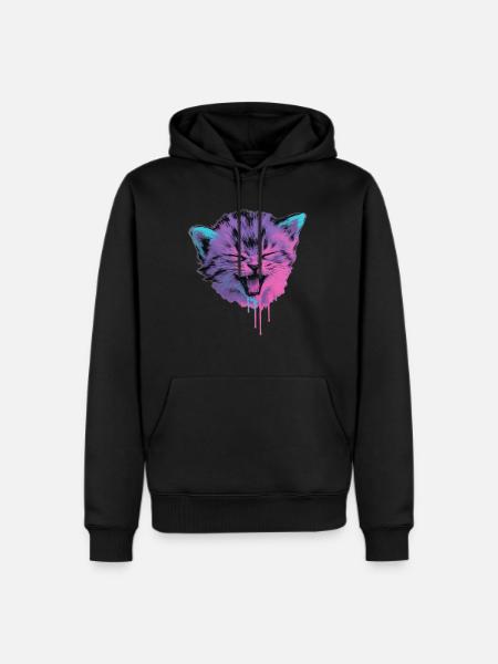 Neon Cat Splash - Men's Premium Hoodie - black