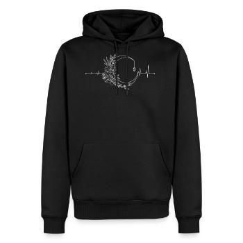 Floral Stethoscope Heartbeat - Men's Premium Hoodie - black - Front - Nico (187cm) & Julia (174cm)