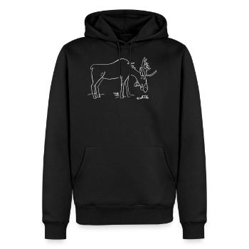 Moose Love - Men's Premium Hoodie - black - Front - Nico (187cm) & Julia (174cm)