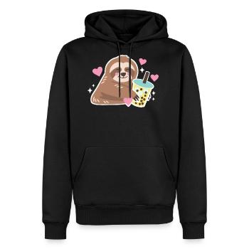 Sloth Bubble Tea - Men's Premium Hoodie - black - Front - Nico (187cm) & Julia (174cm)