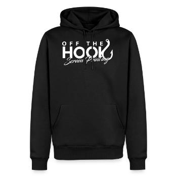 Off The Hook Screen Printing Logo - Men's Premium Hoodie - black - Front - Nico (187cm) & Julia (174cm)