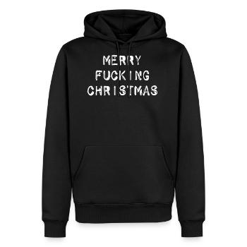 MERRY FUCKING CHRISTMAS funny cursing holidays bah - Men's Premium Hoodie - black - Front - Nico (187cm) & Julia (174cm)