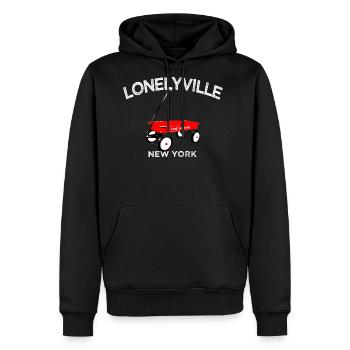 LONELYVILLE Fire Island red wagon Long Island NY - Men's Premium Hoodie - black - Front - Nico (187cm) & Julia (174cm)