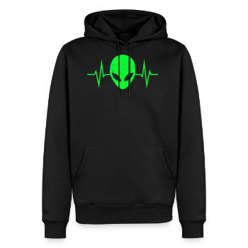 Alien Head Heartbeat Pulse ECG - Men's Premium Hoodie - black - Front - Nico (187cm) & Julia (174cm)