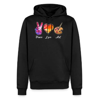 Paix Amour Art Art Graphique Créatif Rétro Coloré - Molleton à capuche Premium pour homme - noir - Devant - Nico (187cm) & Julia (174cm)