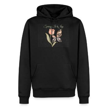 Spring Into Joy Tulip Butterfly - Men's Premium Hoodie - black - Front - Nico (187cm) & Julia (174cm)