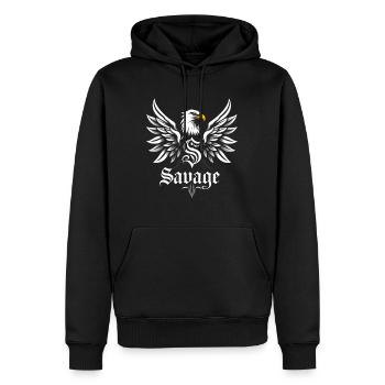 Savage Initial Eagle Faith - Men's Premium Hoodie - black - Front - Nico (187cm) & Julia (174cm)