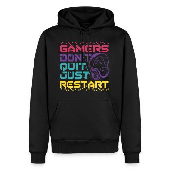 Gamers Just Restart - Men's Premium Hoodie - black - Front - Nico (187cm) & Julia (174cm)