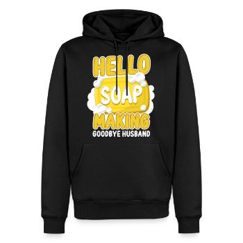 Soap Making Crafting Hello Soap - Men's Premium Hoodie - black - Front - Nico (187cm) & Julia (174cm)