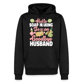Soap Making Crafting Hello Soap - Men's Premium Hoodie - black - Front - Nico (187cm) & Julia (174cm)