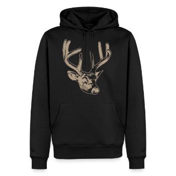 beige deer head - Men's Premium Hoodie - black - Front - Nico (187cm) & Julia (174cm)