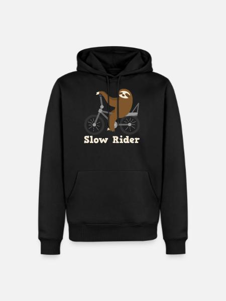 Slow Rider Sloth Cyclisme Équitation Vélo Vélo Paresseux - Molleton à capuche Premium pour homme - noir