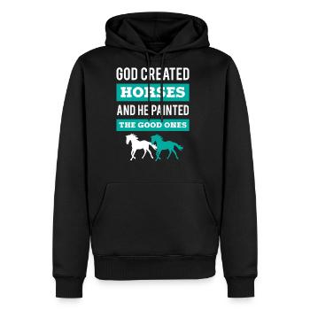 Equestrians With A Painted Horse - Men's Premium Hoodie - black - Front - Nico (187cm) & Julia (174cm)