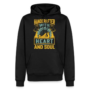 Handyman Handcrafter - With Heart And Soul Saying - Men's Premium Hoodie - black - Front - Nico (187cm) & Julia (174cm)