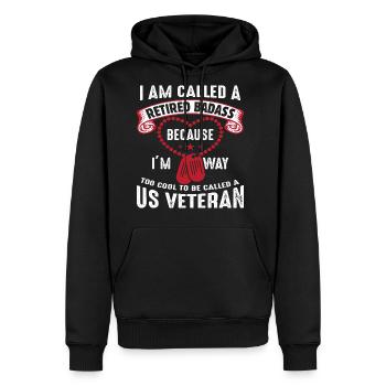 US Veteran Humor Retired Soldier - Men's Premium Hoodie - black - Front - Nico (187cm) & Julia (174cm)